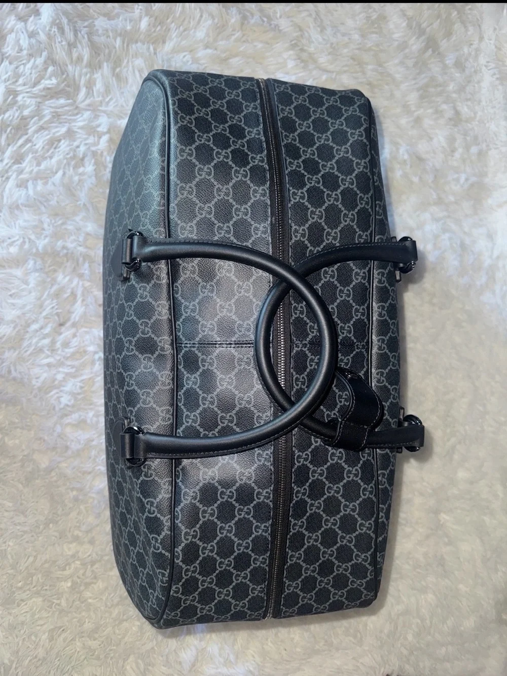 Gucci Black & Gray GG Supreme Duffel Bag